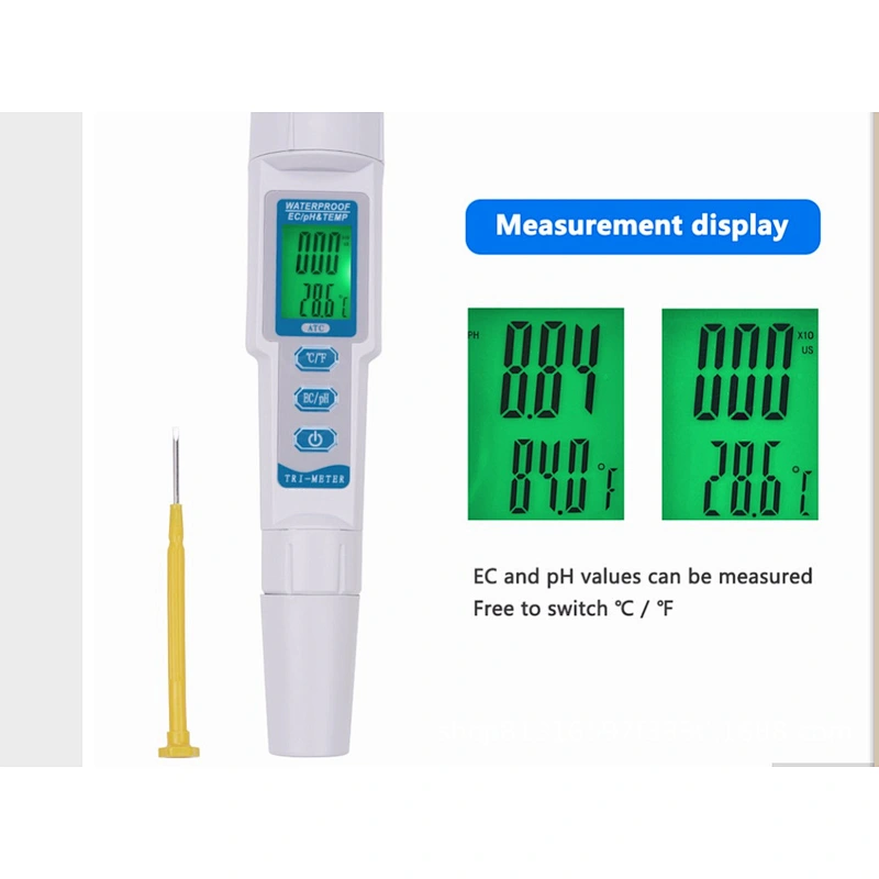 Digital 3 in 1 Waterproof PH Meter /EC Temperature Meter LCD with Backlight Digital Water Meter